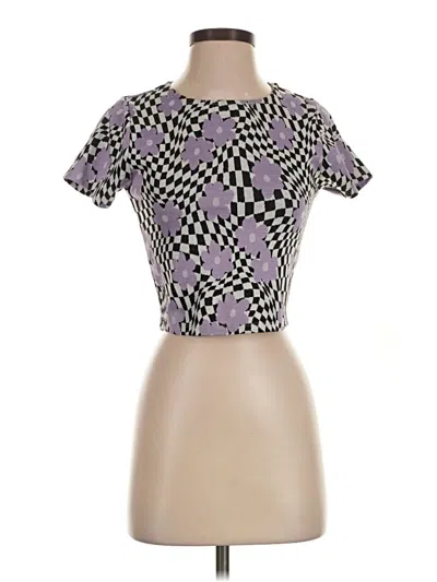 Pre-owned Primark Short Sleeve Top Purple Square Neckline Tops