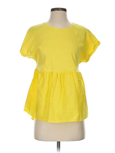 Pre-owned Primark Short Sleeve Top Yellow Crew Neck Tops