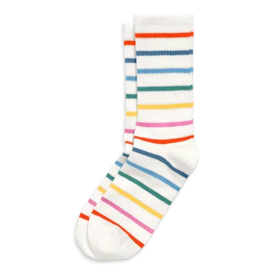 Primary Adult Athletic Sock In Stripe In White