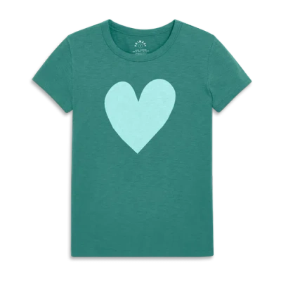 Primary Adult Classic Slub Crewneck Heart Tee In Green