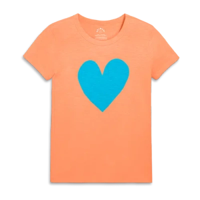 Primary Adult Classic Slub Crewneck Heart Tee In Orange
