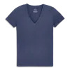 Primary Adult Classic Slub V-neck Tee In Sunwashed Navy