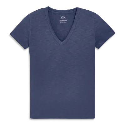 Primary Adult Classic Slub V-neck Tee In Sunwashed Navy