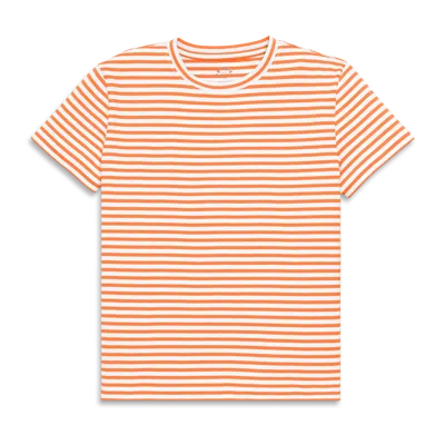 Primary Adult Easy Crewneck Stripe Tee In Cantaloupe White Stripes