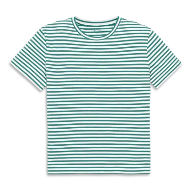 Primary Adult Easy Crewneck Stripe Tee In Sunwashed Teal White Stripe