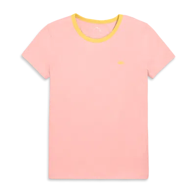 Primary Adult Embroidered Classic Slub Crewneck Tee In Flamingo