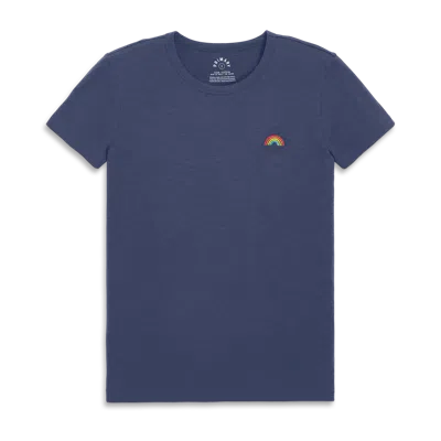 Primary Adult Embroidered Classic Slub Crewneck Tee In Sunwashed Navy