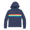 Primary Adult Rainbow Banner T-shirt Hoodie In Sunwashed Navy Rainbow Banner
