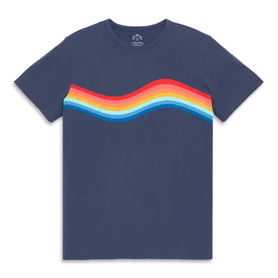 Primary Kids'  Adult Rainbow Banner Wave Tee In Blue