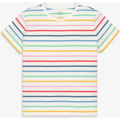 Primary Adult Rainbow Stripe Easy Tee In White