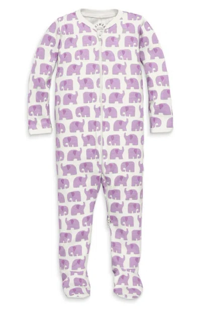 Primary Babies'  Animal Friends Organic Cotton Zip Footie In Purple