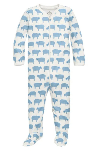 Primary Babies'  Animal Friends Organic Cotton Zip Footie In Blue
