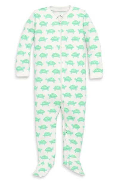 Primary Babies'  Animal Friends Organic Cotton Zip Footie In Green