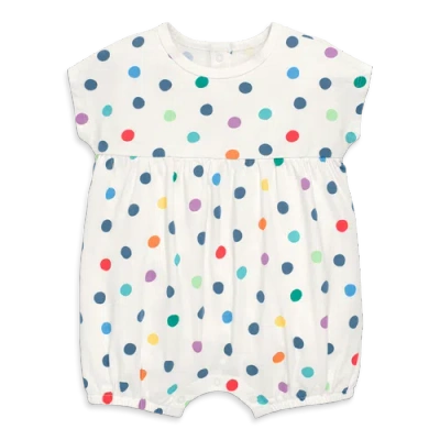 Primary Kids'  Baby Bubble Shortie In Rainbow Confetti Dots In Ivory Rainbow Dots