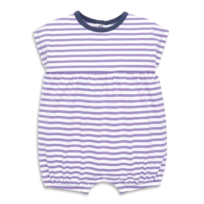 Primary Baby Bubble Shortie In Stripe In Iris White Stripe