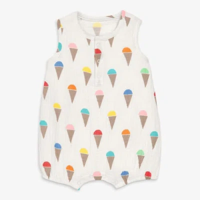 Primary Kids'  Baby Cotton Gauze Bubble Shortie In Seasonal Prints In White