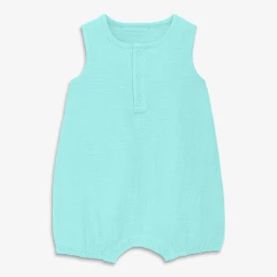 Primary Kids'  Baby Cotton Gauze Henley Bubble Romper In Green