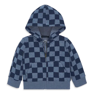 Primary Kids'  Baby Cozy Fleece Zip Hoodie In Checkerboard In Heather Navy Checks