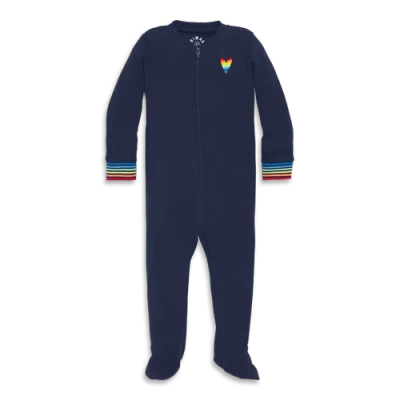 Primary Kids'  Baby Embroidered Organic Zip Footie In Navy