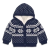 Primary Kids'  Baby Fleece-lined Cardigan In Snowflake Fair Isle In Navy Oat Snowflake Fairisle