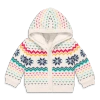 Primary Baby Fleece-lined Cardigan In Snowflake Fair Isle In Oat Rainbow Snowflake Fairisle