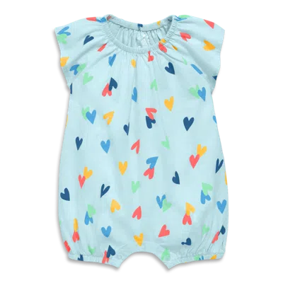 Primary Kids'  Baby Flutter Sleeve Shortie In Confetti Hearts In Saltwater Rainbow Hearts