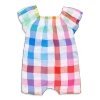 Primary Baby Flutter Sleeve Shortie In Rainbow Gingham In White Rainbow Check