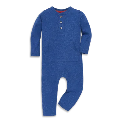Primary Kids'  Baby Heathered Henley Romper In Cobalt
