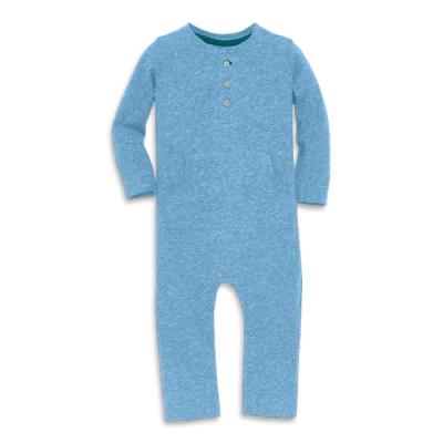 Primary Kids'  Baby Heathered Henley Romper In Cornflower