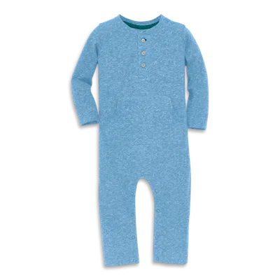 Primary Kids'  Baby Heathered Henley Romper In Cornflower