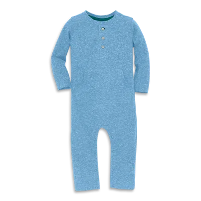 Primary Kids'  Baby Heathered Henley Romper In Cornflower
