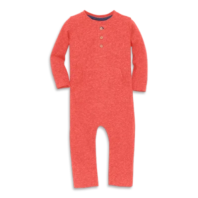 Primary Kids'  Baby Heathered Henley Romper In Strawberry