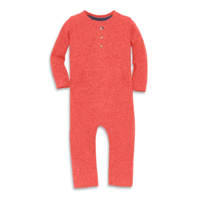 Primary Kids'  Baby Heathered Henley Romper In Strawberry