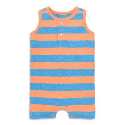 Primary Kids'  Baby Heathered Henley Shortie In Stripe In Multi