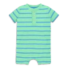 Primary Baby Heathered Henley Shortie In Stripe In Clover Cornflower Stripe