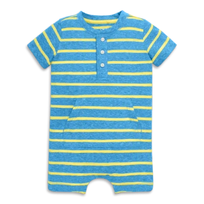 Primary Kids'  Baby Heathered Henley Shortie In Stripe In Cornflower Banana Stripe