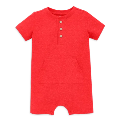 Primary Kids'  Baby Heathered Henley Shortie In Poppy