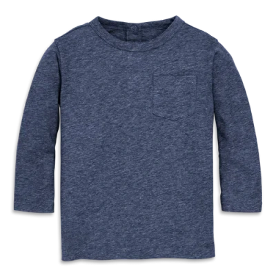 Primary Kids'  Baby Heathered Long Sleeve Pocket Tee In Blue