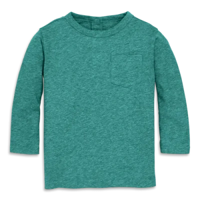 Primary Kids'  Baby Heathered Long Sleeve Pocket Tee In Blue