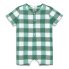 Primary Baby Henley Picnic Shortie In Gingham In Chive Sunwashed Teal Gingham