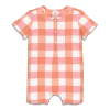 Primary Baby Henley Picnic Shortie In Gingham In Guava Goldfish Gingham