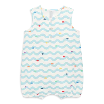 Primary Baby Henley Tank Shortie In Rainbow Fish