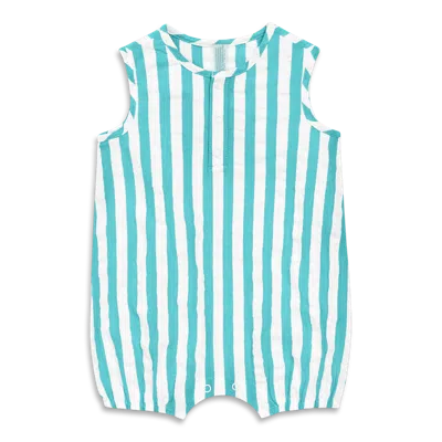 Primary Baby Henley Tank Shortie In Seersucker Stripe In White Coast Stripe