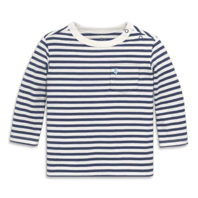 Primary Kids'  Baby Long Sleeve Embroidered Stripe Tee In Gray