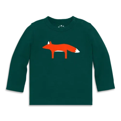 Primary Kids'  Baby Long Sleeve Fox Tee In Green