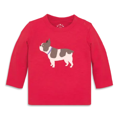 Primary Baby Long Sleeve Frenchie Tee In Red