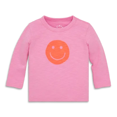 Primary Baby Long Sleeve Happy Face Tee In Pink