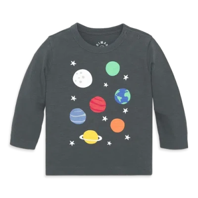 Primary Kids'  Baby Long Sleeve Planet Tee In Gray