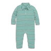 Primary Kids'  Baby Long Sleeve Polo Romper In Mini Stripe In Green
