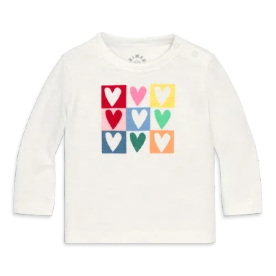 Primary Kids'  Baby Long Sleeve Rainbow Candy Hearts Tee In White
